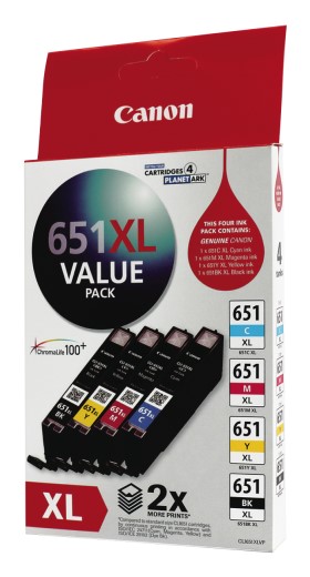 Canon CLI651XLVP Hi Capacity Value Pack Bk/C/M/Y