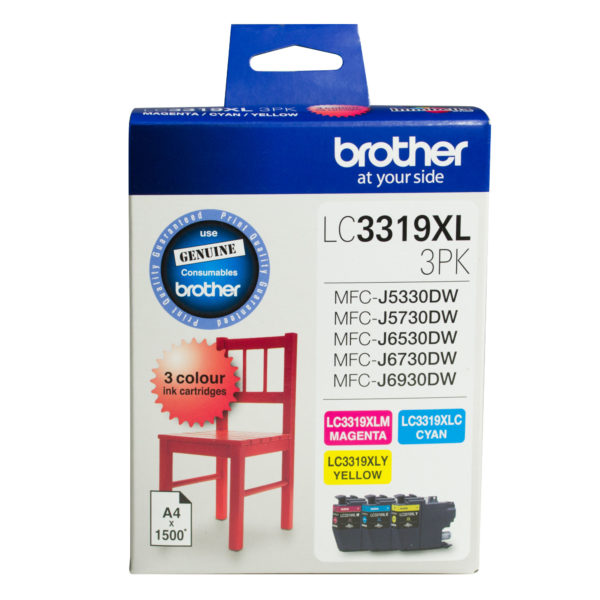 Brother LC3319XL 3PK Hi Yield Ink Colour 3 Pack Ink Cartridge