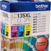 Brother LC135XL 3PK Hi Yield Ink Colour 3 Pack Ink Cartridge