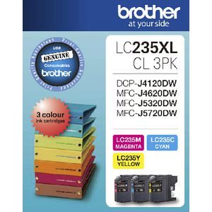 Brother LC235XL 3PK Hi Yield Ink Colour 3 Pack Ink Cartridge