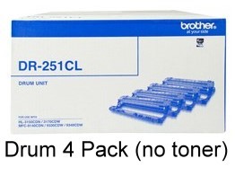 Brother DR251 DR-251 Drum Genuine 4 Pack