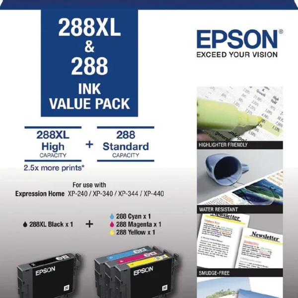 Epson 288XL Black plus 3 Standard Colours Value Pack