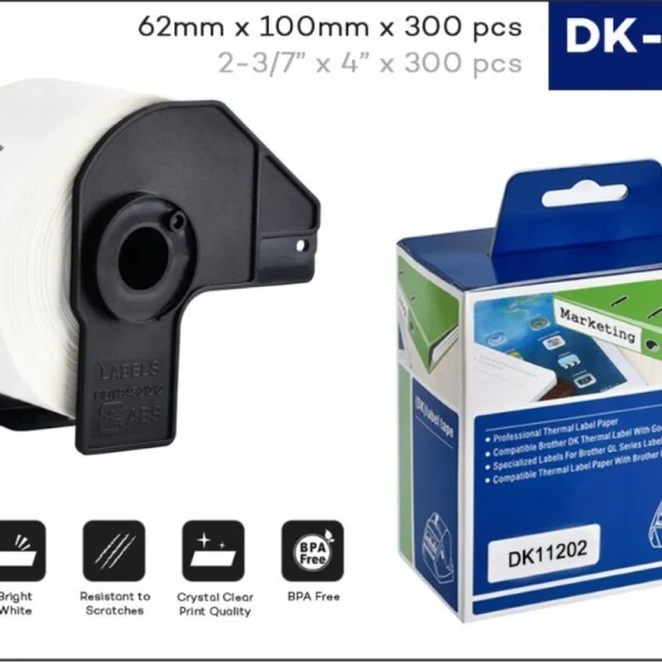 Compatible Brother DK11202 Shipping/Name Badge Labels 62mm x 100mm x300