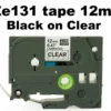 Compatible Brother TZe131 12mm Black Text On Clear Tape - 8 metres