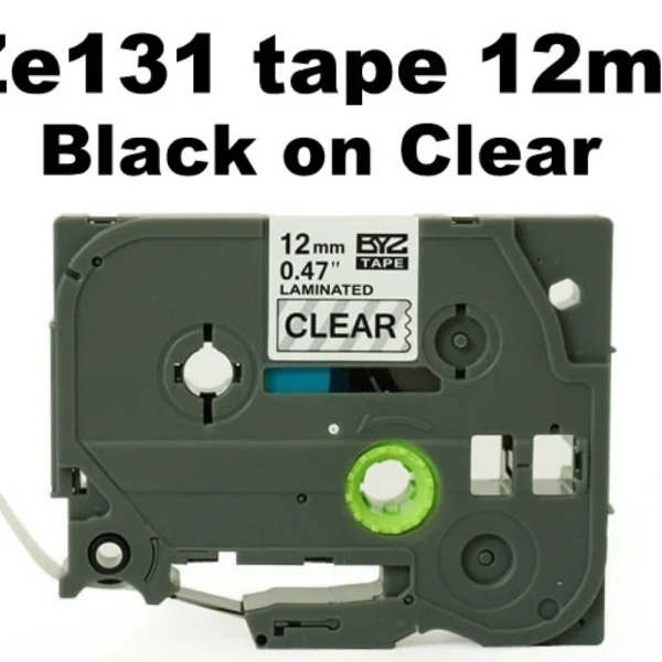 Compatible Brother TZe131 12mm Black Text On Clear Tape - 8 metres