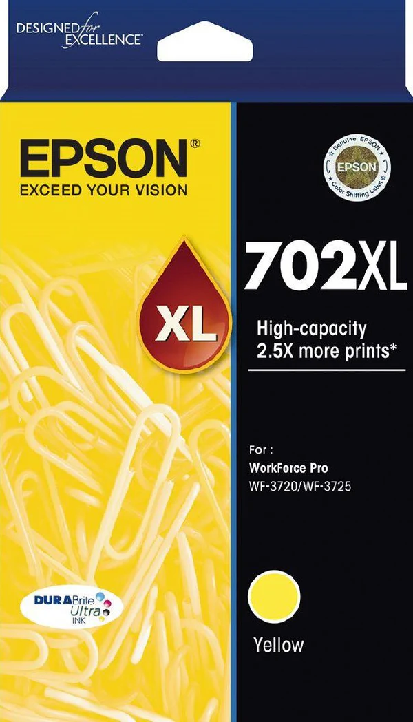 Epson 702XL High Capacity Yellow Ink Cartridge genuine
