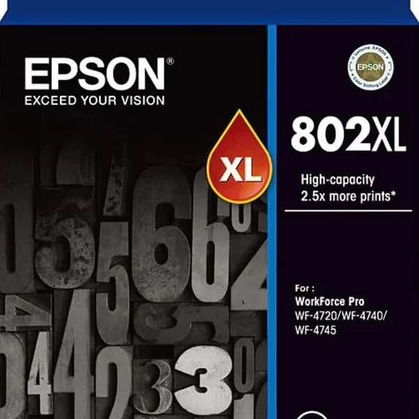 Epson 802XL High Capacity Black Ink Cartridge genuine
