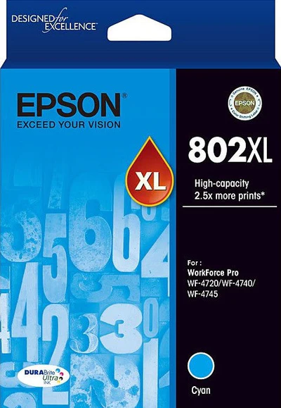 Epson 802XL High Capacity Cyan Ink Cartridge genuine