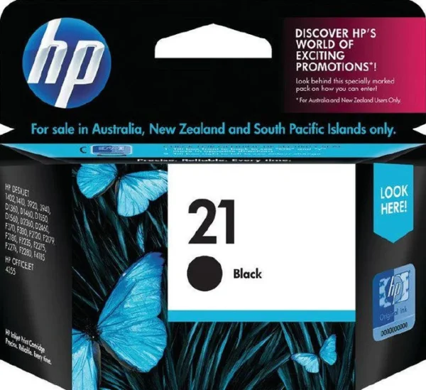 HP 21 HP 21 Black ink Cartridge genuine-(Box Damaged, Cartridge Sealed)