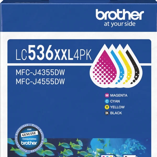 BRLC536XXL4PK Brother LC536XXL 4PK Super Hi Yield Ink Cartridge (BK/C/M/Y)