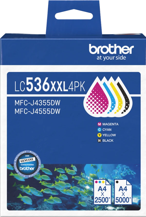 BRLC536XXL4PK Brother LC536XXL 4PK Super Hi Yield Ink Cartridge (BK/C/M/Y)